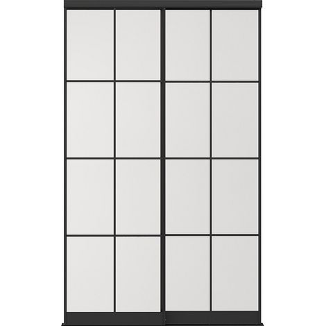 Ante scorrevoli per armadio in acciaio Nero e vetro temperato opaco H250 x L130 cm - ALEPA