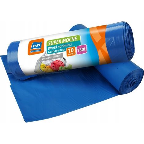 Starke blaue Müllsäcke, 10 Stück, 160 l