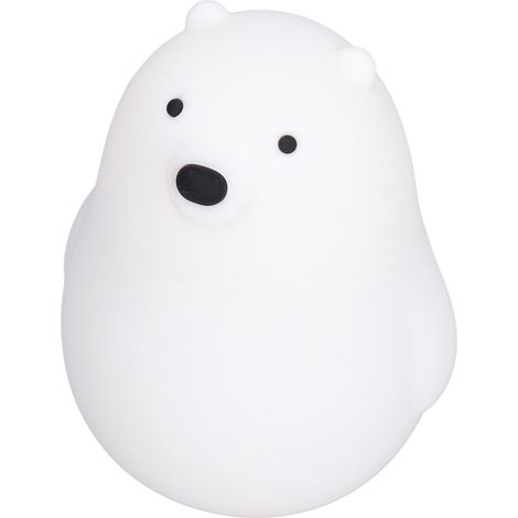 Veilleuse LED ourson blanc dessin animé, lampe de chevet bébé rechargeable USB avec minuterie pour chambre à coucher (1/5)