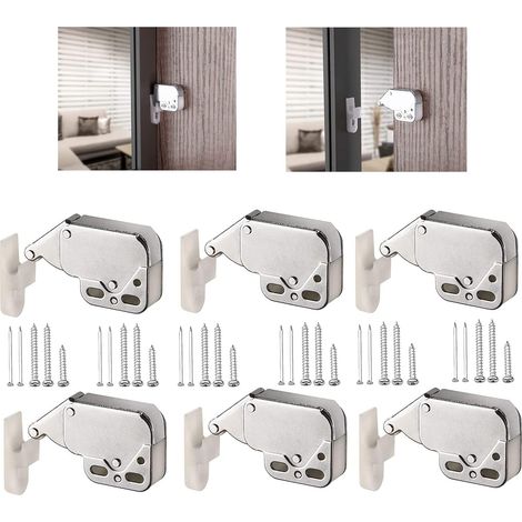 Lot de 6 mini verrous tactiles, loquets et verrous à ressort pour armoires (1/5)