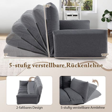 Sofa de suelo con respaldo y reposabrazos ajustables en 5 posiciones sillon relajante para salon gris (1/5)