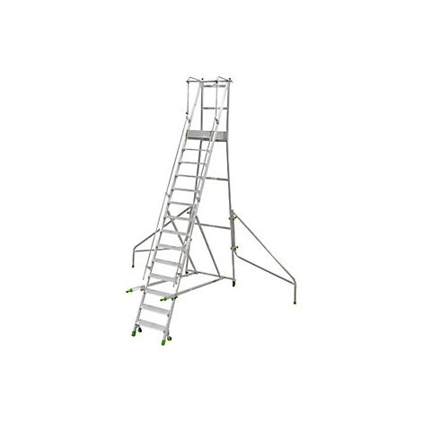 Escalera de aluminio móvil con tarima  plegable  con peldaños