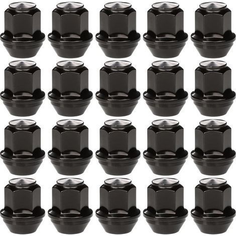 Lot de 20 écrous de roue en alliage monobloc M12x1,5 avec 19 hexagonaux, compatibles avec la plupart des Ford Focus Fiesta Fusion Escort Mondeo Kuga C-max, écrous de roue à extrémité fermée (noir) (1/5)