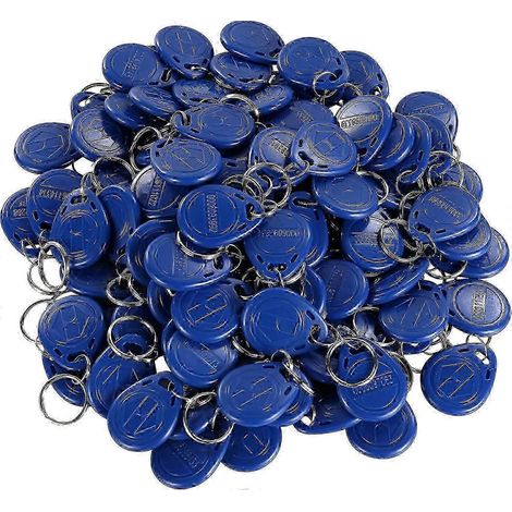 Porte-clés RFID EM-ID 25-26 125 kHz pour contrôle d'accès - Lecture seule - Bleu - Lot de 100 (1/5)