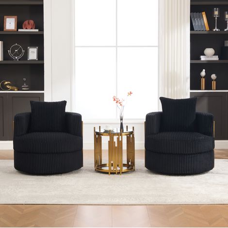 Sillón giratorio 360° en cordón negro con almacenaje y reposabrazos acolchados OKMYHOME (1/5)
