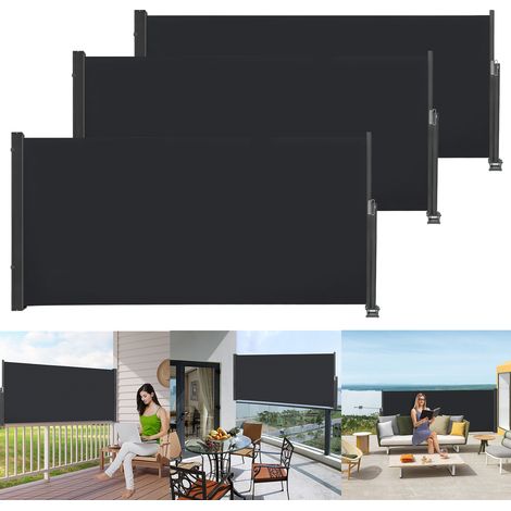 Froadp 100x300cm Toldos de Exterior para Patio Carpas Mampara de Poliéster Resistente Biombos Lateral Retráctil para Balcón y Terrazas Verticales Pergolas Protege la Privacidad y Solar (Antracita) (1/4)