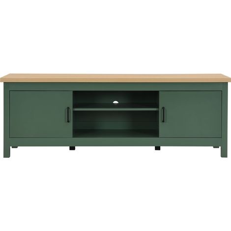 Meuble TV 2 portes vert 160 cm - Sana (1/5)