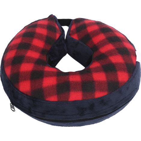 Collier de protection gonflable pour animaux de compagnie, ajustable, collier de sécurité post-opératoire, CQLQ04, rouge et noir, à grille avec fermeture auto-agrippante, taille S (1/5)