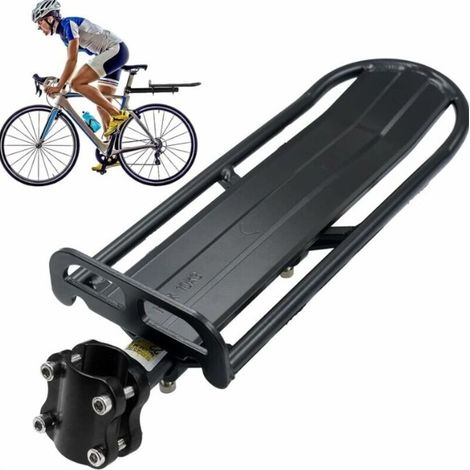 Porte-Bagage Vélo - Arrière Réglable Universel - Alliage D'aluminium - Support Jusqu'à 10 Kg - Fixation Sur Tige De Selle ≤32 Mm - Noir - 34 X 12 Cm (1/5)