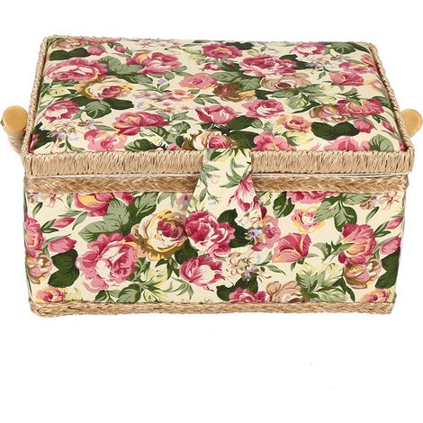 Panier de rangement tissu rose pour couture, boîte de stockage domestique avec aiguilles et fils, nécessaire de mercerie, 1 pièce, organiseur pratique. (1/5)