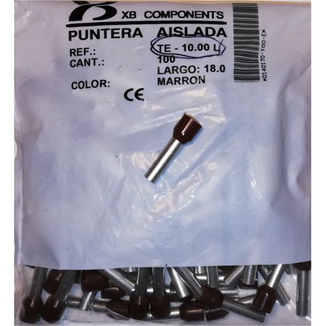 XB Components TE-10.00L Insulated end caps (x100) - Types TE / PD - section 10mm≤ - Ø28x18mm