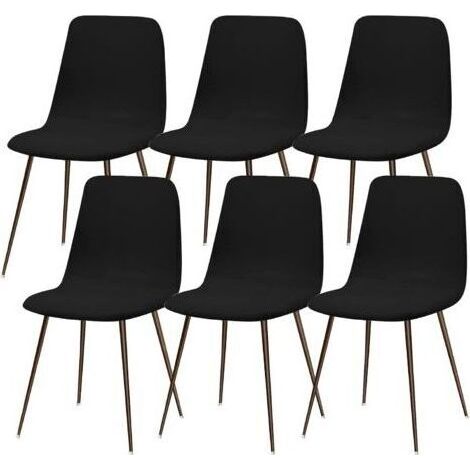 – Lot de 6 housses de chaise lavables en polyester et spandex – Taille universelle – Protection contre taches et usure – Décoration scandinave (1/5)