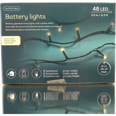 Lumineo Batterie LED Lichterkette grün 8 Funktionen 3,5 Meter 48 Lichter - warmweiß (1/5)