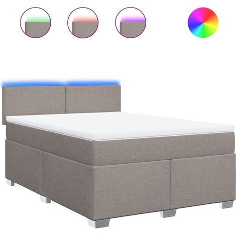Maison Exclusive - Sommier à lattes de lit avec matelas Taupe 160x200 cm Tissu