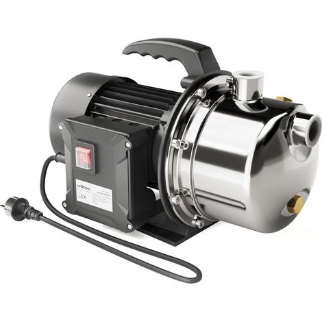 Wiltec JET110S Pompe à eau domestique portable et de jardin – 360 x 225 x 245 mm – 1100 W / 4600 L/h – en Acier inoxydable, avec Câble de 2 m