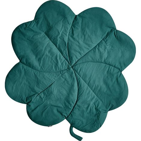 Alfombra de juegos infantil moderna con forma de trébol funda de algodón acolchado 110 x 110 cm accesorio habitación infantil verde Acadine