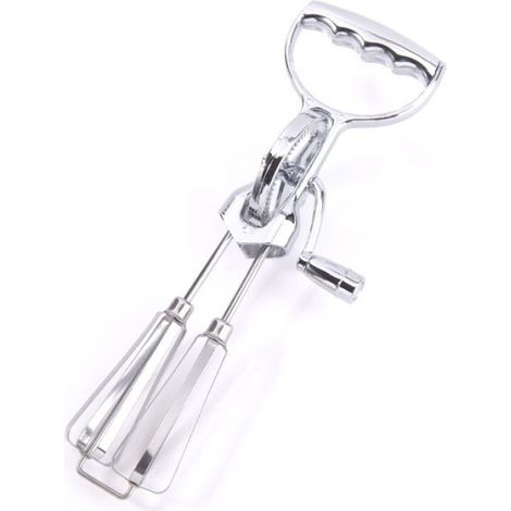 Batteur À Main - Double Tête En Acier Inoxydable - Pour Battre Émulsionner Et Mélanger - Usage Cuisine Maison - 1 Pièce (1/3)