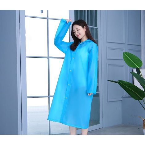 Imperméable EVA non jetable, portable pour les voyages et les activités de plein air, pour adultes, 150 g, 18 pouces, effet soie givré, extra épais, bleu, poignets larges.