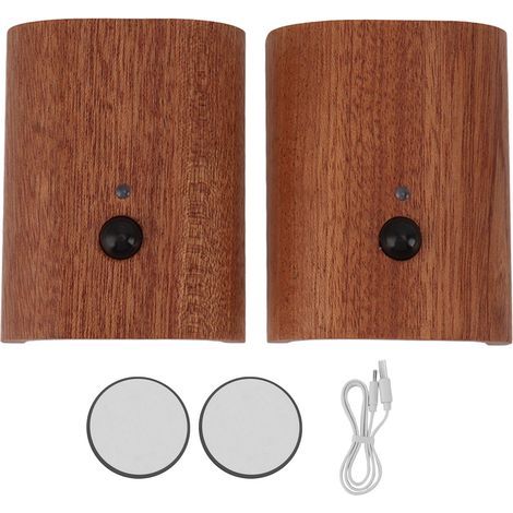 2 Pieces Hallway Night Light Smart Link Motion Sensor Wooden Staircase USB Rechargeable Magnetic Wall LED (1/5)