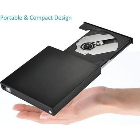 Lecteur/Graveur CD,Lecteur DVD Externe USB 2.0 Lecteur de CD/DVD-RW Player Disqueur Compatible Windows XP/7/8/Vista,Mac OS 8.6 (1/4)