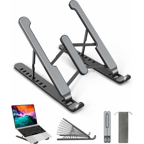 Soporte para portátil, ajustable en 6 direcciones, antideslizante, fabricado en plástico, silicona y aleación de aluminio, compatible con MacBook Air Pro. (1/5)