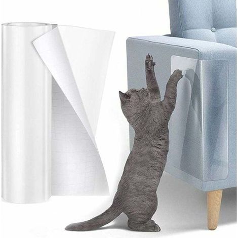 Protezione antigraffio per gatti - Rotolo autoadesivo trasparente da 30 cm x 5 m, protezione antigraffio per mobili, porte, pareti, divani, tappeti, ripiani (1/4)