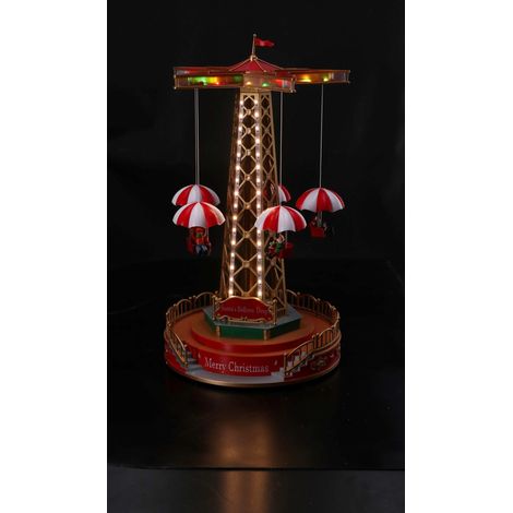 Regalo Italiano Giostra Natale con 59 Led D 25 Cm H 45 Cm Rosso
