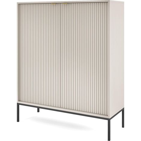 Cassettiera: 2 ante, Cashmere, Nero, 104 x 125 x 39 cm, maniglie dorate (1/5)