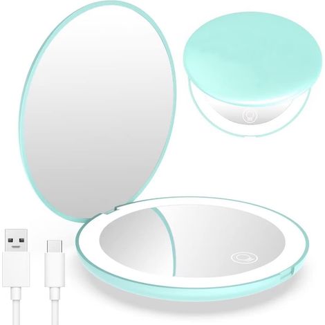 Miroir De Maquillage Rechargeable - 1x Et 10x - Éclairage Led Réglable - Portable 3,5 Pouces - Pour Voyage Et Sac À Main (1/5)