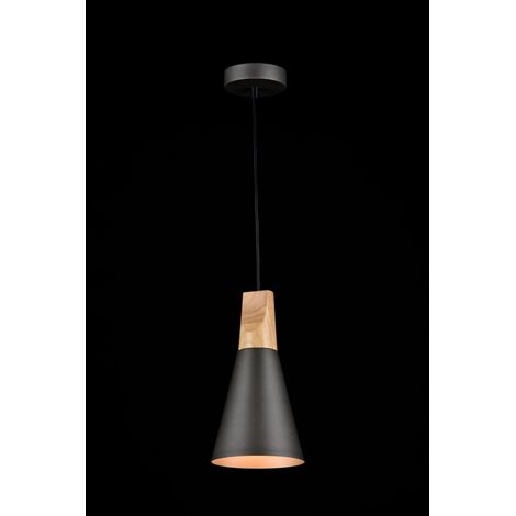 Lampada pendente Pendant in Metallo e Legno Bicones Grigio (1/5)