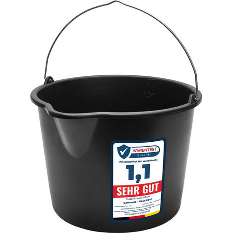 Garronda Baueimer 5 Pack 12 L mit Ausguss – robuster Mörteleimer aus recyceltem Kunststoff mit Metallhenkel, stabiler Putzeimer und Maurerkübel für Baustelle, Garten und Haushalt GD-0168 (1/5)