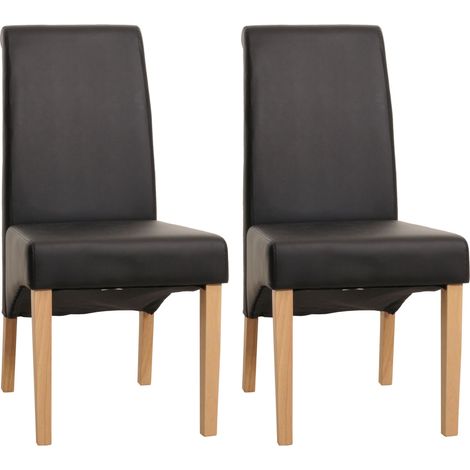 [NON UTILIZZATO] Set 2x sedie M37 soggiorno sala pranzo elegante lounge ecopelle liscia 50x46x99cm nero piedi chiari (1/5)