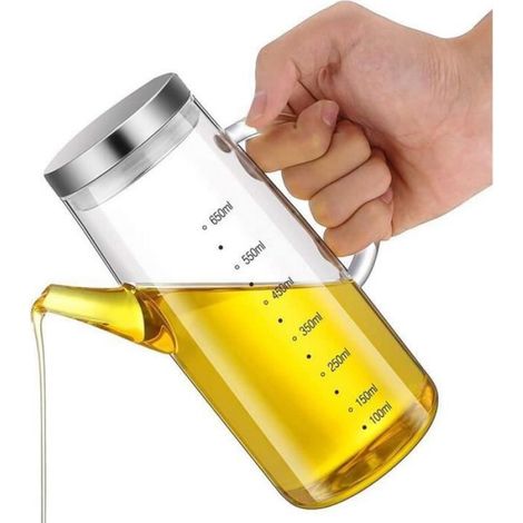 Bouteille Huile,Bouteille d'huile et Bouteille de vinaigre,Distributeur d'huile d'olive,Résistant à la chaleur,650ML,8.5x8.5x19cm (1/4)