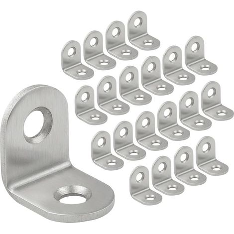 20 x Équerre de Fixation (20 x 20 x 16) Support d’angle Droit en L, Équerre 90° en Acier Inox Argenté, Équerre étagère, Équerre de Coin, Renfort Meuble (1/5)