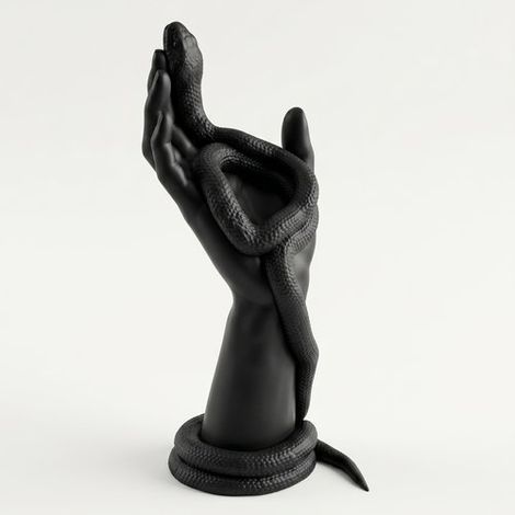 Vaso decorativo nero per piante a forma di serpente, stile artistico