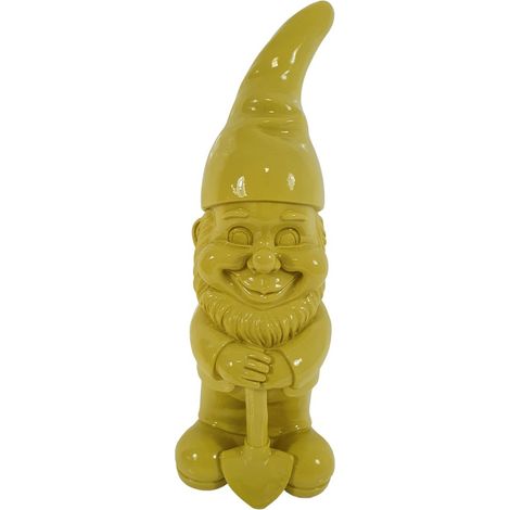 Dekofigur Zwerg mit Spaten 17,5 x 6 cm gelb Dekofigur