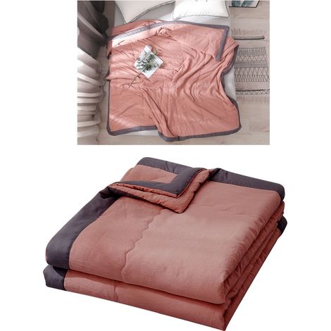 Couette rafraîchissante rose rouge, couverture d'été en coton fin 140 x 198 cm, respirante et douce, idéale pour les nuits chaudes et moites. (1/5)