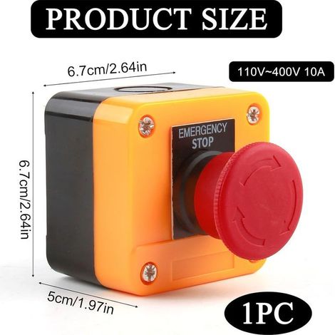 Bouton d'Arrêt d'Urgence 110V400V, Indice d'Étanchéité IP65, Coupe Circuit, Bouton Poussoir, Matériaux de Haute Qualité, Construction Fiable, Structure Compacte, Application Polyvalente, Facile à Uti