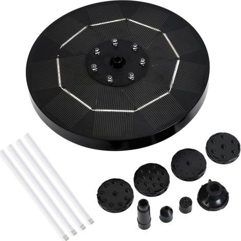 Fontaine solaire LED 3,5 W pour bain d'oiseau Pompe à eau solaire avec batterie 6 buses Fontaines d'eau flottantes pour jardin, bain d'oiseaux, étang, piscine, aquarium, 7 lumières LED (1/5)