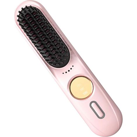 Brosse À Lisser Portable,9 Niveaux Chauffage Rapide Portable 35W Sans Fil Brosse Coiffante Chauffante Anti Frisottis Pour Cheveux - Pour Les Vacances, Voyages, Trajets, Rendez-vous Et (1/5)