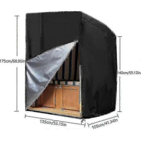 Housse de protection pour chaise de plage Strandkorb en tissu Oxford imperméable et indéchirable 135 x 105 x 175 cm / 140 cm (1/3)