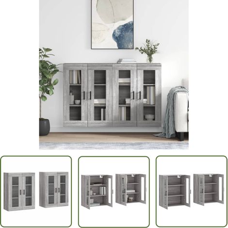 The Living Store Armoires murales 2 pcs sonoma gris bois d'ingénierie - Armoire Murale - Meuble De Rangement - Buffet - Étagère Murale - Décoration Intérieure (1/5)