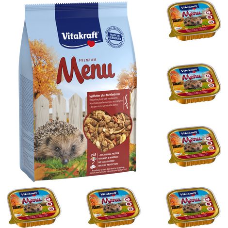VITAKRAFT Nourriture pour hérisson - 600 g & 6x 100 g nourriture humide