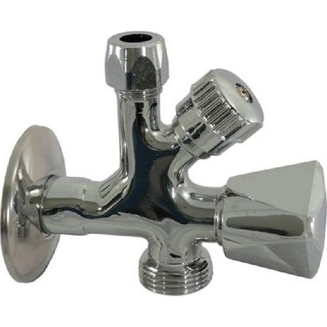 RUBINETTO SOTTOLAVABO DOPPIO USO CON ATTACCO LAVATRICE 1/2"""x3/4"""X10 mm
