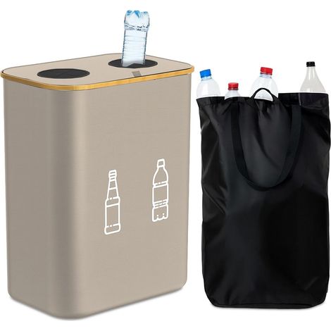 Recolector de botellas con 2 bolsas extraíbles, capacidad de 160 litros.