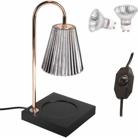 Dimmable candle warmer lamp with 2 aroma bulbs for home, office, bedroom, living room, gift (smoky grey) (1/5)