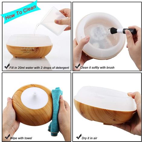 Diffuseur d'huiles essentielles effet bois 500ML, humidificateur ultrasonique à brume froide silencieuse (1/4)