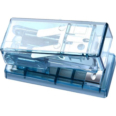 Mini agrafeuse bleue compacte pour la reliure de livres, usage bureautique (1/5)