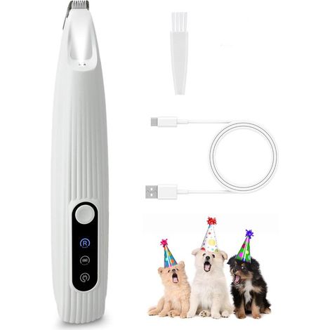 Cortapelos para perros, recortadora de pelo recargable y silenciosa con luz LED para patas de perros y gatos, Blanca (1/5)