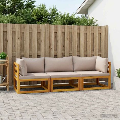 vidaXL Sofa Set 3 pcs Natural Solid Acacia Wood (1/5)